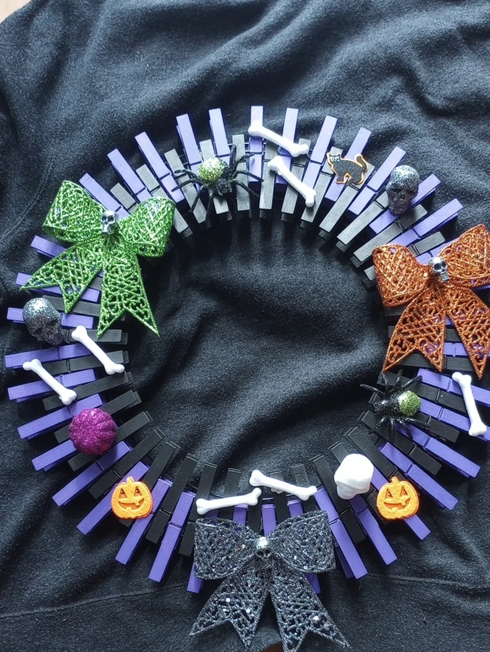 Kids Halloween Clip-On Wreath Decor - Purple, Green, Orange, Black